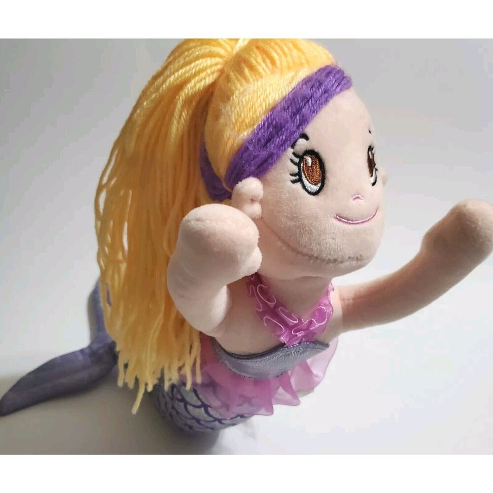 Mermaid Plush Purple Yellow Hair Brown Eyes Fun Stuff Stuffed Toy 17 Inches